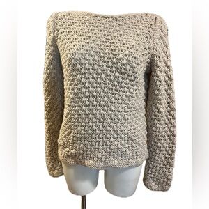 Anthropologie Elsamanda Cream Alpaca blend Knit Sweater with gold sequins
